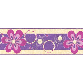 Samolepiace bordúry kvety fialové 5 m x 6,9 cm - POSLEDNÉ KUSY