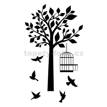 Samolepky na stenu ptáci a strom