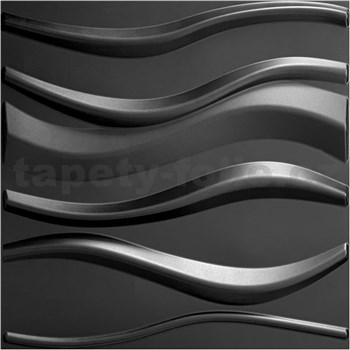 Obkladové panely 3D PVC WAVE čierny rozmer 500 x 500 mm, hrúbka 1 mm,