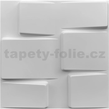 Obkladové panely 3D PVC TETRIS biely rozmer 500 x 500 mm, hrúbka 1 mm,