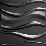 Obkladové panely 3D PVC WAVE čierny rozmer 500 x 500 mm, hrúbka 1 mm,